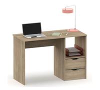 Briebe prakt escritorio, mesa de ordenador 76x115x50cm 2 cajones, oficina, habitación juvenil, desk, tocador, , madera