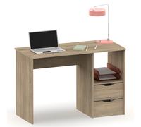 Briebe Prakt Escritorio, Mesa de Ordenador 76x115x50cm 2 Cajones, Oficina, Habitación Juvenil, Desk, Tocador, , Madera Brown