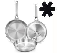 briebe Pure Inox Sartenes Acero Inoxidable Inducción 20-24-28cm | 3 Capas Tri-Ply Sin Antiadherente, Apta Todo Tipo Cocinas, Horno, Sin PFOA