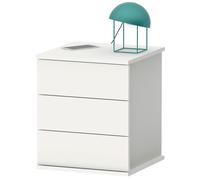 Briebe Serenade Mesita de Noche 3 Cajones, Mesilla Dormitorio Cajonera 48,5x41x40 cm (Alto x Ancho x Profundo), , Blanco White