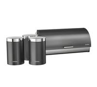 Briebe bb1161 panera de mesa +juego 3 botes cocina almacenaje acero inoxidable contenedor de pan con tapa, , gris