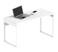 Escritorio Mesa De Ordenador Oficina Estudio, Patas Estructura Metálica Industrial 76x135x60cm Blanco Briebe Smuk