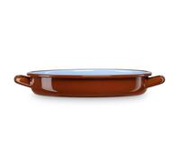 Briebe terra cacerola baja inducción 40cm cazuela 7l fuente acero esmaltado vitrificado vintage fuego horno, , marrón