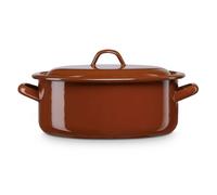 Briebe terra cacerola inducción 10 cm cazuela 0,45 l con tapa, acero esmaltado, apta fuego horno, vintage, , marrón