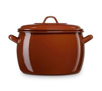 Briebe terra olla abombada cocina inducción 14cm, cazuela 2 l tapa acero esmaltado, fuego, horno vintage, , marrón