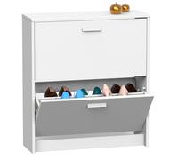 Briebe nova zapatero entrada recibidor, mueble auxiliar estrecho zapatos, 2 puertas, madera 82x74x25 cm, , blanco