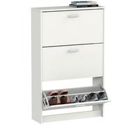 Briebe nova zapatero entrada recibidor, mueble auxiliar estrecho zapatos, 3 puertas, madera 119,5x74x25 cm, , blanco