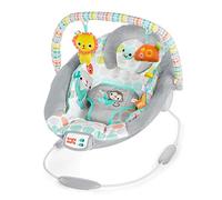 Bright Starts, Asiento Infantil Vibrador Cómodo - Taggies, Música, Barra de Juguetes Removible, 0-6 Meses Hasta 9 kg (Whimsical Wild)