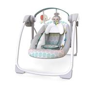 Bright Starts, Columpio Automático Portátil de 6 Velocidades con Velocidad Adaptable, Taggies, Música, Barra de Juguetes Extraíble, 0-9 Meses 6-20 lbs (Whimsical Wild)