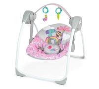 Bright Starts, Columpio automtico Compacto y porttil para Bebes Pink Paradise, con msica incluida, Unisex, Desde recin Nacidos