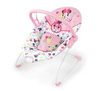 Bright Starts, Disney Baby, Hamaca mecedora Minnie Mouse Spotty Dotty para Bebé, Silla con vibraciones relajantes y arco de juego extraíble, funda del asiento lavable, color Rosa, 0+ meses