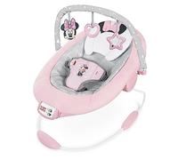 Bright Starts Disney Baby MINNIE MOUSE - Asiento Infantil Vibrador Cómodo - Música, Barra de Juguetes Removible, 0-6 Meses Hasta 9 kg (Rosy Skies)