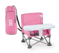 Bright Starts, Elevador Portátil Pop 'N Sit, Uso Interior y Exterior, Asiento de Suelo con Bandeja para Comer, Rosa, 6 Meses a 3 Años
