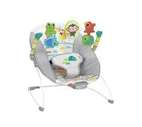Bright Starts, Hamaca para bebés Playful Paradise Comfy con vibración calmante y 3 juguetes giratorios, arco de juguetes removible, arnés de 3 puntos, unisex, 0-6 meses hasta 9 kg