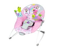 Bright Starts, Hamaca porttil Pink Paradise, con asiento vibratorio para bebs y barra de juguetes, de 0 a 6 meses
