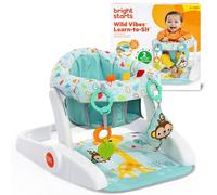 Bright Starts Learn-to-Sit 2-Position Baby Asiento de Suelo con Juguetes, Trona Portátil Bebé, Unisex, 4-12 meses, Wild Wiggles