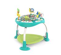Bright Starts, Saltador y Mesa de Actividades Bounce Bounce Baby 2 en 1, Crece con Bebé, 7 Jugetes Interactivos, Sonidos y Música, Verde, 6 Meses+