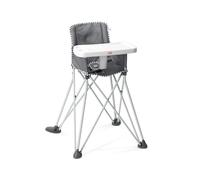 Bright Starts, Silla Elevadora Portátil Pop 'N Dine, Uso en Interiores y Exteriores, con Bandeja sin BPA, Fácil de Plegar, Unisex, A Partir de 6 Meses, Gris