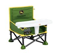 Bright Starts, Silla elevadora portátil Pop 'N Sit, de la colección John Deere asiento de suelo, uso en interiores y exteriores, plegado compacto, verde y amarillo, de 6 meses a 3 años