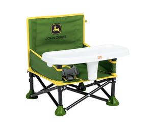 Bright Starts, Silla elevadora portátil Pop 'N Sit, de la colección John Deere asiento de suelo, uso en interiores y exteriores, plegado compacto, verde y amarillo, de 6 meses a 3 años