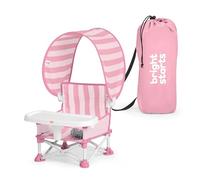 Bright Starts Trona Portátil Bebé Pop 'N Sit Cabana - Asiento Elevador 3 Modos, Silla Playa Bebé, Dosel UPF 50+, Rosa, Plegable 6M-3 Años