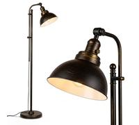 Brightech Dylan - Lámpara de pie industrial para salas de estar y dormitorios - Lámpara de lectura rústica de granja - Lámpara de poste interior de cabeza ajustable de pie