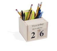 Brightmaison Cubo decorativo para oficina o hogar, bloque de escritorio, calendario, soporte para bolígrafos, madera sin terminar, para proyectos de bricolaje, natural