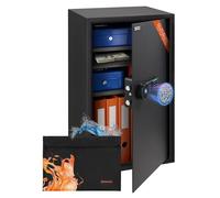Brihard Business XXL Caja Fuerte Biométrica Grande 73x40x36cm con Ignífuga Bolsa A4, Apertura con Huella Dactilar con 3 Estantes Ajustables, Almacenamiento Seguro 102L Digital para Documentos y Dinero