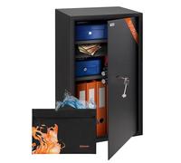 Brihard Business XXL Caja Fuerte con Llave Grande de 73x40x36cm con Bolsa A4 Ignífuga, para la Oficina 102L, con 3 Estantes Ajustables en Altura, para Documentos, Dinero y Joyas