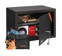 Brihard Family Caja Metálica con Llave de 25x35x25cm con Bolsa Ignífuga, para el Hogar 20L con Estante Extraíble - Se Adapta a A4, Documentos, Joyas, Dinero en Efectivo