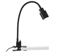 BRILLANTE Lámpara de pinza LED en negro con brazo flexible e interruptor | lámpara de pinza flexible, 37 x 27 cm, GU10, 3 W, 300 lm, 3000 K,