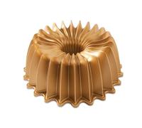 Nordic Ware Molde de horno Brilliance Bundt – Aluminio fundido, patrón radiante, 2,4 L, dorado