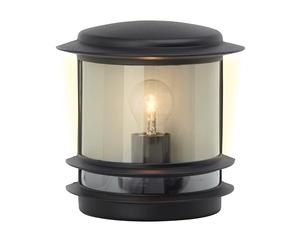 Brilliant 47880/06 Hollywood - Aplique de pared para exteriores (aluminio fundido y plástico, IP44, 1 bombilla E27, 60 W, 230 V no incluida), color negro