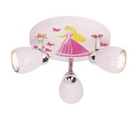 Foco LED brillante con diseño de princesa | con luz blanco cálido | conjunto de 3 focos para la habitación infantil | con cabezales orientables | color rosa | Lámpara de techo que incluye bombillas GU
