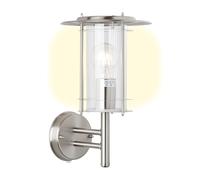 Brilliant Aplique York acero inoxidable 44781/82 22 x 50 x 32 cm | Aplique de exterior, 32 cm de altura, Ø 20 cm, E27, máx. 40 W, IP44,