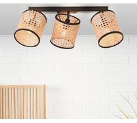 BRILLIANT. Barra de iluminación Wiley, 3 luces, madera clara/negra, madera clara/negra, modelo 99535/06