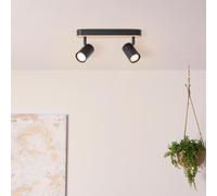 BRILLIANT: Foco empotrado NIELS, 2 unidades | mate/natural | Lámpara de pared con bambú y foco orientable | 2 x GU10, máximo 10W | Metal/bambú