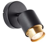 BRILLIANT Foco LED de pared en color negro y dorado mate, incluye bombilla LED GU10, 350 lúmenes y 3000 K, luz blanca cálida, moderna luz de pared para pasillo, dormitorio y salón