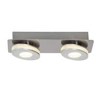 BRILLIANT lamp Crossing LED aplique y plafón 2 luces níquel/aluminio | 2x 4W LED integrado (SMD), (320lm, 3000K) | Escala A ++ a E | Borde decorativo iluminado