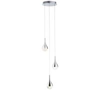 BRILLIANT Lámpara colgante Frizzante | Elegante lámpara colgante | 3 luces | Metal/Vidrio | Cromo | Altura ajustable | Regulable | 16 W