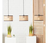 BRILLIANT: Lámpara colgante natural WILEY | Lámpara colgante de 3 luces con pantallas de ratán | 3 bombillas E27, máximo 52W por bombilla | Metal/ratán