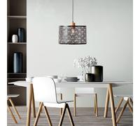 BRILLIANT: Lámpara colgante negra SANTY | Lámpara colgante con efectos de luz gracias a la pantalla | 1 x casquillo E27, máximo 52W | Metal/bambú