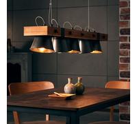 BRILLIANT Lámpara colgante Plow | Lámpara de techo vintage de 5 luces | Acero/madera | 5 x E27, máx. 10W | IP20