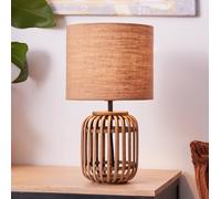 Brilliant Lámpara de mesa Woodrow de bambú pantalla textil