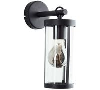 BRILLIANT: Lámpara de pared exterior negra modelo SIDNEY | 1 x casquillo E27, máximo 20 vatios | IP44 | Metal/Vidrio
