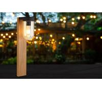 BRILLIANT - Lámpara de poste exterior CABAR - color madera oscuro/ - metal/vidrio, casquillo E27, 1x40W