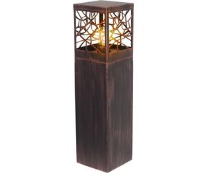 BRILLIANT. Lámpara de poste rústica WHITNEY | Foco de pared exterior marrón, resistente a salpicaduras | Metal/plástico | 59 cm de altura | 1 x casquillo E27, máximo 52W