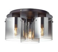 BRILLIANT: Lámpara de techo Beth | Lámpara de techo decorativa | Ø 35 cm | Vidrio y metal | Vidrio ahumado | 3 x E27, máx. 60 W