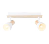 BRILLIANT: Lámpara de techo natural DAINTREE | Foco de techo blanco en estilo natural con | 2 x portalámparas E14, máximo 28 vatios | Metal/Madera
