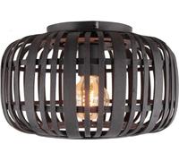 BRILLIANT: Lámpara de techo natural WOODROW | Lámpara de techo negra en estilo bohemio con pantalla de bambú, diámetro 32 cm | 1 x casquillo E27, máximo 60W | Metal/bambú